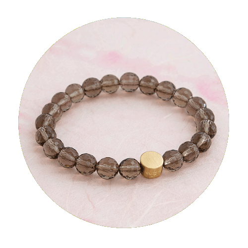 Armband Gold 750/000, Rauchquarz, Kugeln, facettiert